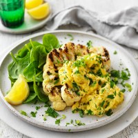 Cauliflower Steaks with Herbed Scramble