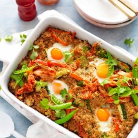 Cauliflower Fried Rice with Kimchi and Eggs