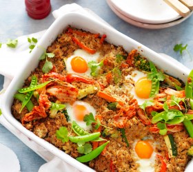 Cauliflower Fried Rice with Kimchi and Eggs