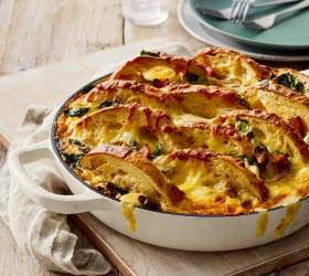 Cheesy Bacon and Mushroom Bread Bake