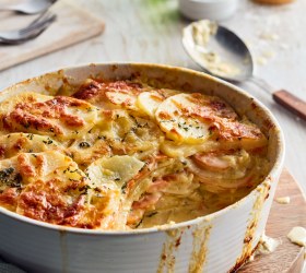 Cheesy Sweet Potato, Potato and Sage Gratin