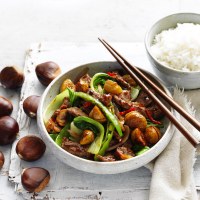 Chestnut, Beef and Bok Choy Stir-Fry