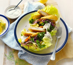 Chicken Schnitzel and Coleslaw Lettuce Cups