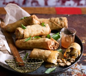 Chicken Spring Rolls with Plum Sauce