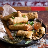 Chicken Spring Rolls with Plum Sauce