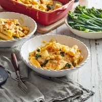 Quick Chicken, Spinach and Pumpkin Pasta Bake