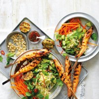 Chilli, Lime & Peanut Salad with BBQ Prawns