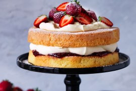 Traditional Sponge Cake with Jam and Cream