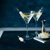 Dry Martini with Cocktail Onion and Lemon Twist