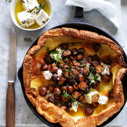 Garlic Mushroom and Chives Dutch Baby