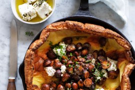 Garlic Mushroom and Chives Dutch Baby