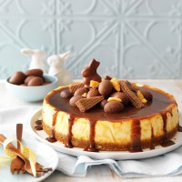 Baked Vanilla Cheesecake with Choc-Caramel Sauce