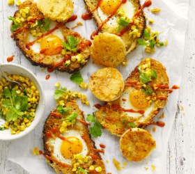 Cheesy Egg in the Hole with Corn Salsa