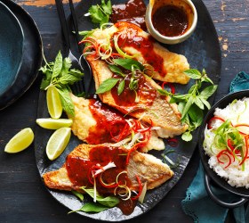 White Fish Fillets with Tamarind Lime and Chilli Sauce