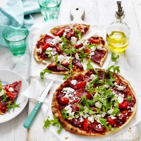 Salami, Tomato and Ricotta Pizzas