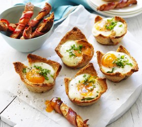 Egg Cups with Bacon Dippers