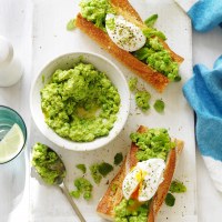 Mashed Peas with poached eggs