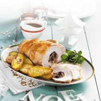 Oven Roasted Turkey Breast with Walnut and Cranberry Stuffing