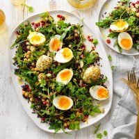 Wild rice, dukkha egg and pomegranate salad