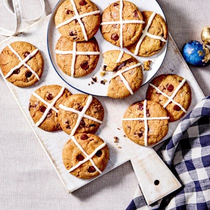 Choc Chip Hot Cross Cookies