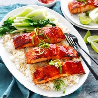 Honey Sriracha Salmon with Sesame Rice