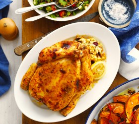 Spiced Butter and Lemon Chicken with Couscous Stuffing