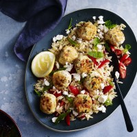 Greek Chicken Meatballs and Pasta Warm Salad