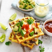 Mexi-bean waffle omelettes