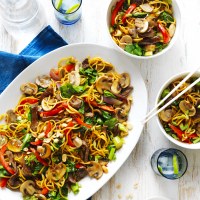 Mushroom, Beef and Noodle Stir-Fry