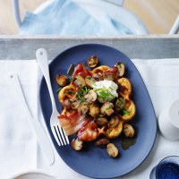 Waffles with Sauteed Mushrooms and Maple Bacon