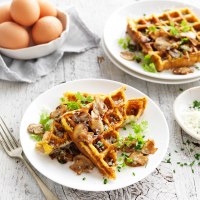 Herbed mushroom waffle omelettes