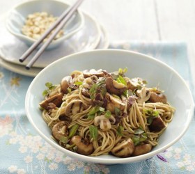 BBQ Swiss Brown Mushrooms Soba Noodle Salad