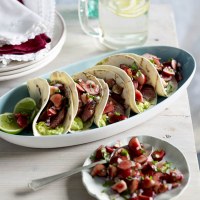 Duck Tacos with Cherry Salsa