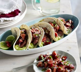 Duck Tacos with Cherry Salsa