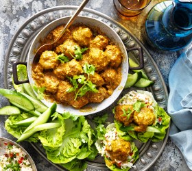 Korma Chicken Meatballs in Lettuce Cups