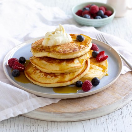 Ricotta Pancakes with Berries and Cream