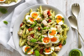 Pesto, Tuna and Egg Pasta Salad