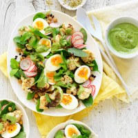 Roast Cauliflower and Egg Salad with Avocado Dressing