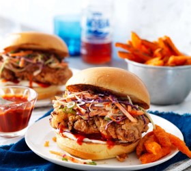 Gluten Free Fried Chicken Burgers with Coleslaw