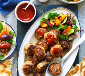 Lamb Rissoles with Sweet Potato Salad