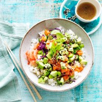 Avocado and Salmon Poke Bowl