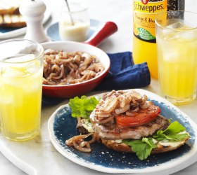 Steak, Tomato and Sweet Onion Open Sandwiches