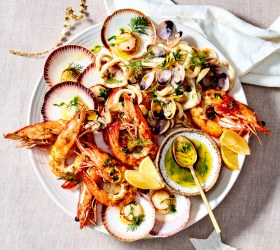 Seafood Platter with Lemon, Herb and Garlic Butter