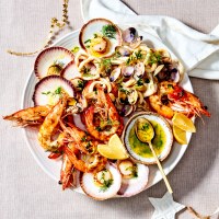 Seafood Platter with Lemon, Herb and Garlic Butter