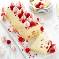 Crushed raspberry semifreddo ice cream log