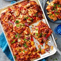 BBQ Pork Sheet Pan Pizza