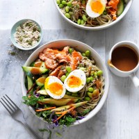 Soba Noodle Nourish Bowl with Miso Dressing and Eggs