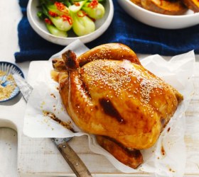 Sticky Orange Chicken with Chilli Greens