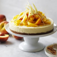 Peach Cheesecake with Peach Syrup