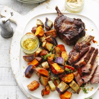 Roast Sweet Potato Medley with Rib-Eye Steak